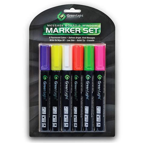 Green Light Innovations Dry Erase Markers - with 6 x 4mm Fine Point ...