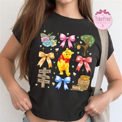 Coquette Bows Disney Winnie the Pooh Baby Tee Crop Top, Pooh Bear and ...