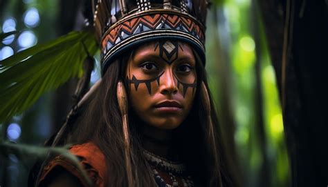 Inside the amazon forest big trees a yanomami woman beautiful photo ...