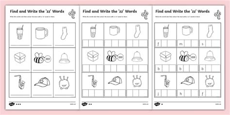 Find and Write the zz Words Worksheet - Primary Resources