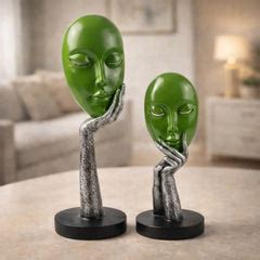 Green 2 Set Face Sculpture – Homivio