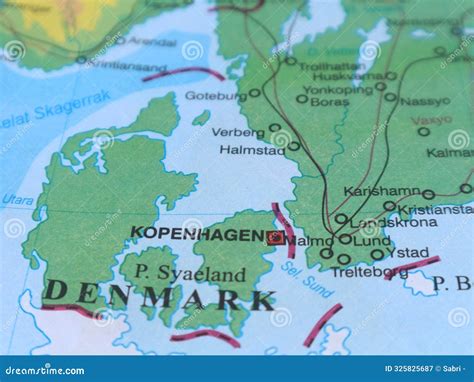 Map of Denmark and Surrounding Cities Stock Image - Image of earth, country: 325825687