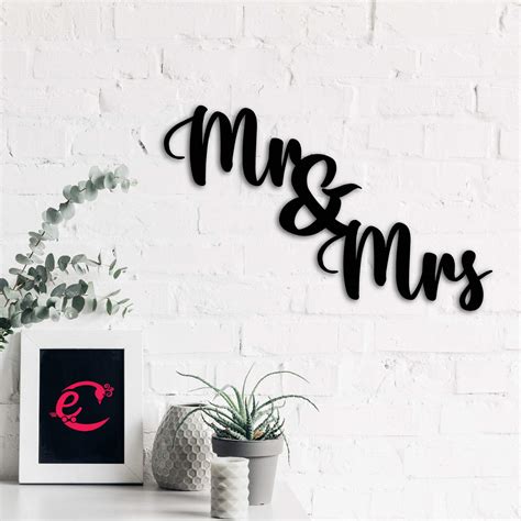 eCraftIndia Mr & Mrs Black Engineered Wood Cutout Wall Art Decor| Wall ...