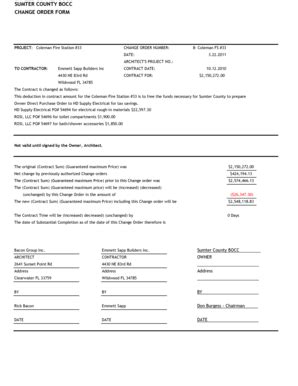 Fillable Online SUMTER COUNTY BOCC CHANGE ORDER FORM Fax Email Print ...