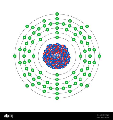 Radon (Rn). Diagram of the nuclear composition and electron ...