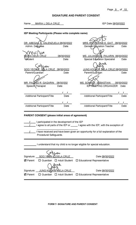 Form 7 Signature and Parent Consent Completed - Page 9_ of 10 SIGNATURE ...