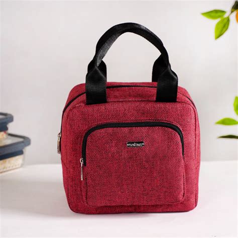Everyday Use Heat Insulated Jute Lunch Bag Red Online - Premium Lunch ...