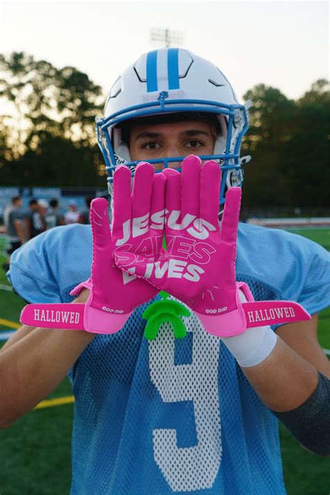 Pink “Jesus Saves Lives” Football Gloves – Hallowed Collection