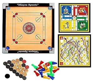Buy Mayra Sports® : woodan Carrom Board 3 in 1 Game (Carrom Medium with ...