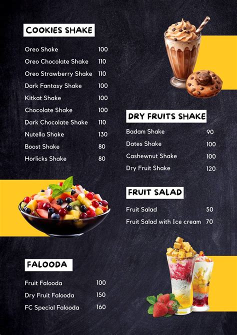 Menu at Friends Corner, Madagadipet