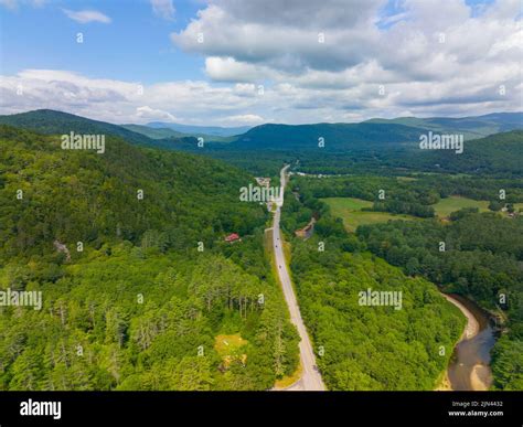 New Hampshire Route 25 aerial view in summer near Polar Caves Park with ...