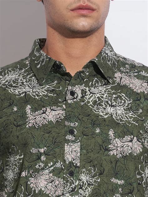 Shop Olive Moderno Fit Regular Collar Long Sleeves Cotton Men's Shirt