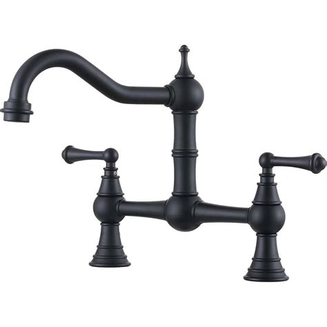 Black 2 Hole Vintage Antique Brass Farmhouse Bridge Kitchen Faucet-WEWE ...