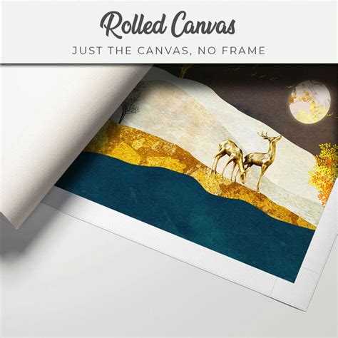 Canvas Painting - 3D Golden Deer Blue Golden Mountain – SkinsLegend