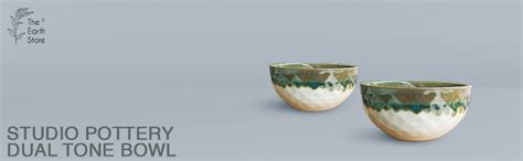 Buy The Earth Store Studio Pottery Dual Tone White Green Ceramic Snack ...