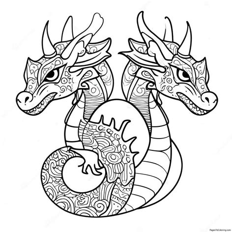 Two Headed Dragon Coloring Page