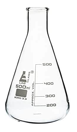 LabGlass by EISCO - 500 ml Conical Flask, Erlenmeyer, Narrow Neck, Made ...