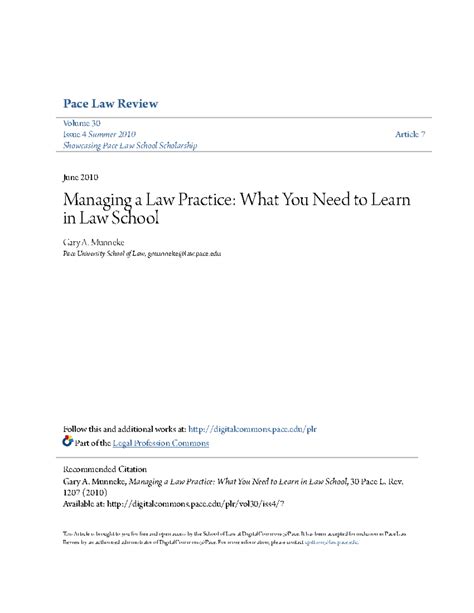 Managing a Law Practice - Pace Law Review Volume 30 Issue 4Summer 2010 ...