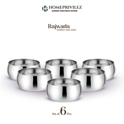Rajwada Silver Stainless Steel Katori (Set of 6 pcs) – Homeprivilez