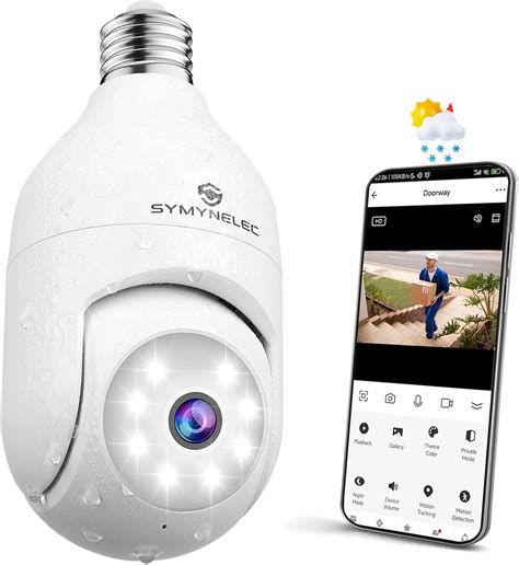 Amazon.com : SYMYNELEC Light Bulb Security Camera Outdoor Weatherproof ...