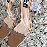 Buy WFS Women 3.5 Inch Transparent (Clear) Block Heel Sandals (Beige ...