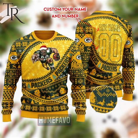 Green Bay Packers Mascot Woolen Christmas Full Print Sweater ...