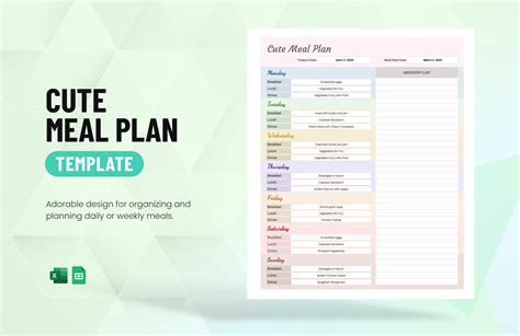 Meal Planning Excel Template