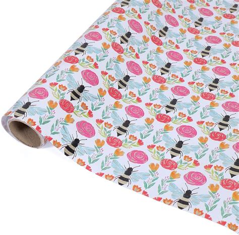 Crown Greetings Flower & Bees Gift Wrap Roll - Gift Wrapping Paper ...