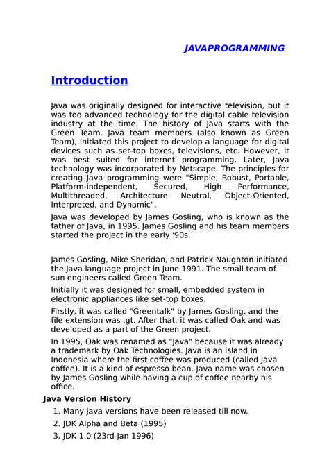 Java Programming - JAVAPROGRAMMING Introduction Java was originally ...