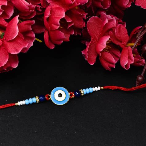Evil Eyes Rakhi With Roli chawal n Rakshabandhan Gift Card for Bhaiya ...