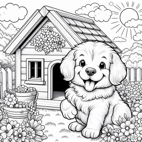 Cute dog coloring page thick line art illustration phone ai generated ...