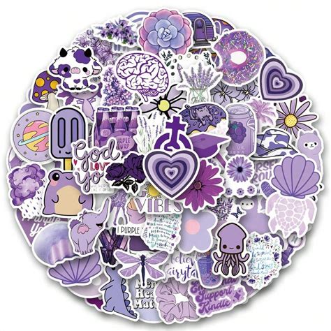 120PCS Purple Stickers | Vinyl Aesthetics Stickers For Scrapbook ...