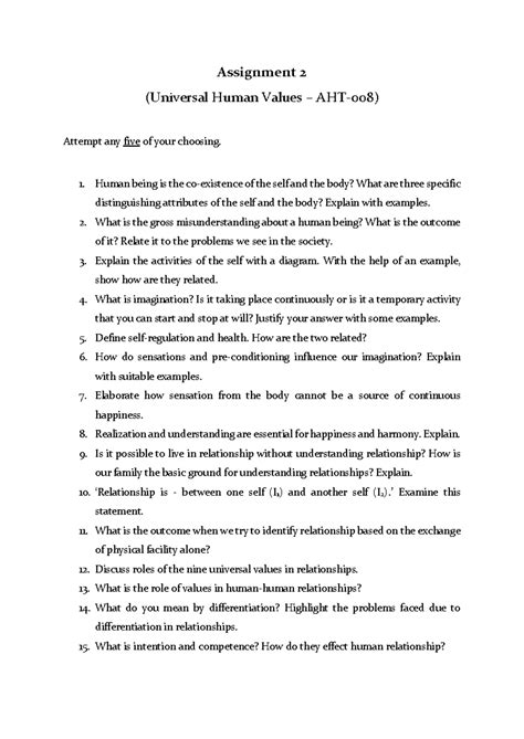 Assignment 2 - AHT-008 - tut - Assignment 2 (Universal Human Values ...