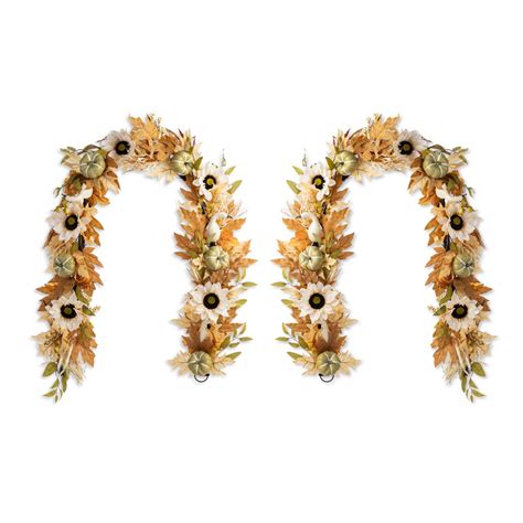 Fall Neutral Sunflower Pumpkin and Leaf Garlands/Porch Trees/Teardrops ...