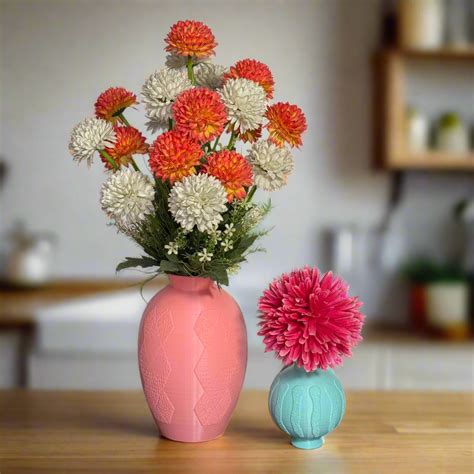 3D Printed Fuzzy Vase | Blue & Pink (Set) | Hexentrix 3D
