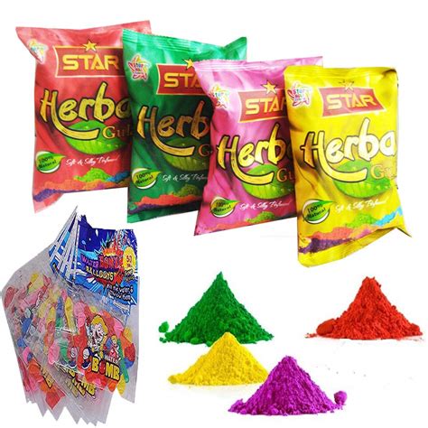 Mancloem Combo of Organic Herbal Gulal(Pack of 4,100 Gm Each) & Balloon ...