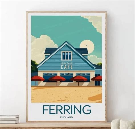Ferring Traditional Travel Print - England, Ferring Poster NO FRAMED ...