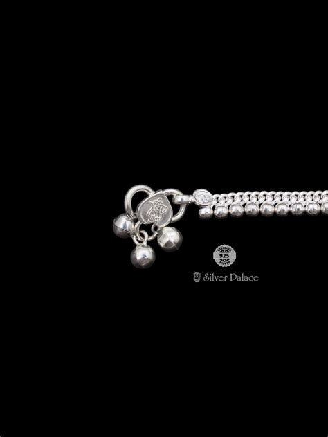 925 Sterling Silver Beads And Cuban Design Anklets For Girls - Silver ...