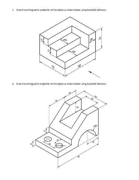 CAD Question paper - Draw the orthographic projection of the object as ...