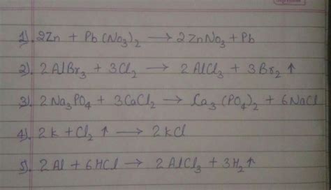 Write the word equations below as chemical equations and balance: 1 ...