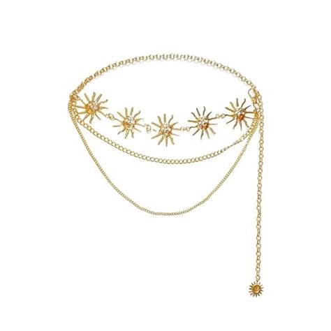 Venzina® Waist Chain for Women, Gold Stylish 3 Layer Metal Chain Belt ...