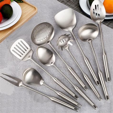 Amazon.com: NIITAWH 304 Stainless Steel Kitchen Utensils, 9 PCS Metal ...