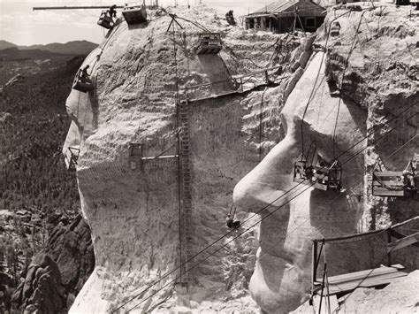 The Making of Mount Rushmore, 1939. The faces of the four presidents ...