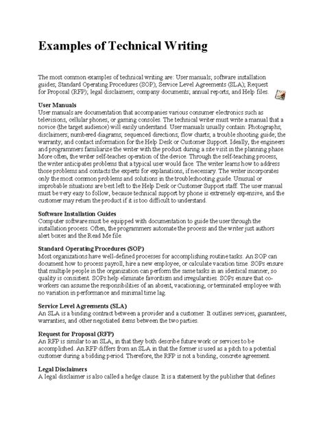 Examples of Technical Writing - User Manuals User manuals are ...