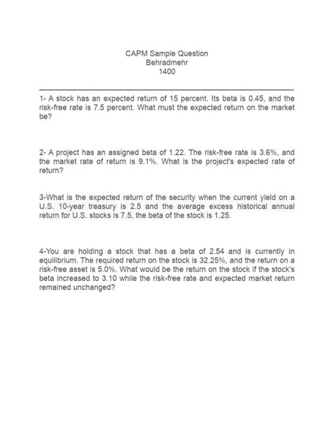 Capm Example Questions 的图像结果