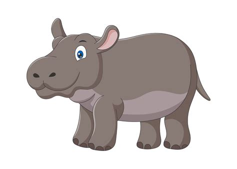 Cute cartoon hippo. Drawing african baby wild animal smiling ...