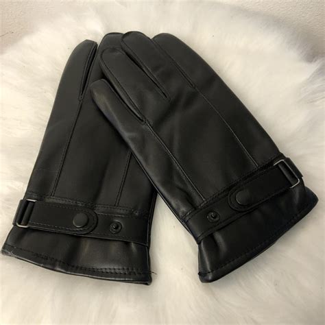Gloves for men made of eco-leather, warm windproof... - Depop