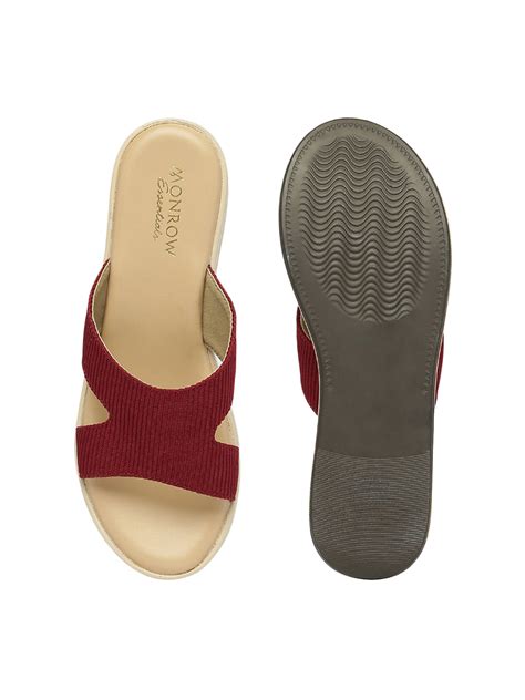 Inaya Maroon Wedge Heels – Monrow Shoes