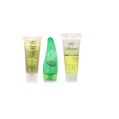 ALOEVERA FACE WASH WITH GREEN APPLE GEL SCRUB AND ALOE VERA GEL COMBO ...