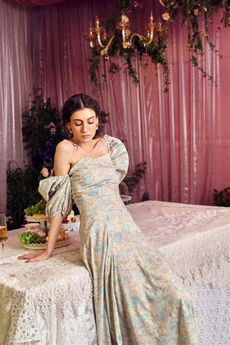 Fallen Angel Balloon Sleeves Long Asymmetric Dress